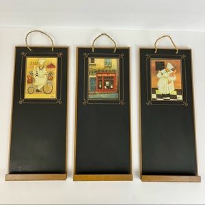 Set of Three Italian Chef Kitchen Hanging Chalk Boards